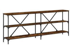 Mesa consola hierro madera ingeniería roble ahumado 200x30x75cm