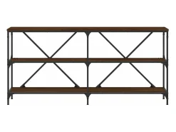 Mesa consola hierro madera ingeniería roble marrón 160x30x75 cm