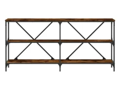 Mesa consola hierro madera ingeniería roble ahumado 160x30x75cm ES682446