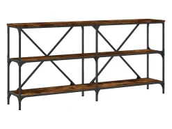 Mesa consola hierro madera ingeniería roble ahumado 160x30x75cm ES682446