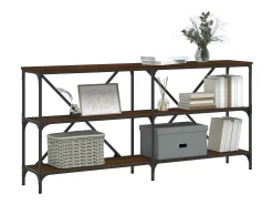 Mesa consola hierro madera ingeniería roble marrón 160x30x75 cm ES956784