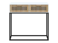 Mesa consola hierro y madera contrachapada blanco 80x30x75 cm