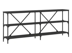 Mesa consola hierro y madera de ingeniería negro 180x30x75 cm ES774340