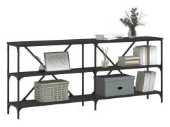 Mesa consola hierro y madera de ingeniería negro 180x30x75 cm ES774340