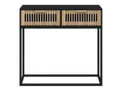 Mesa consola hierro y madera contrachapada negro 80x30x75 cm