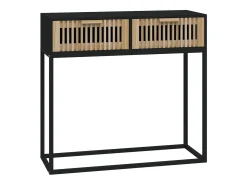 Mesa consola hierro y madera contrachapada negro 80x30x75 cm