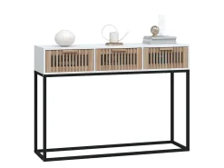 Mesa consola hierro y madera contrachapada blanco 105x30x75 cm ES558412
