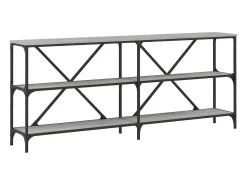Mesa consola hierro y madera ingeniería gris Sonoma 180x30x75cm ES406136