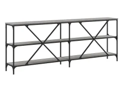 Mesa consola hierro y madera ingeniería gris Sonoma 200x30x75cm