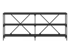 Mesa consola hierro y madera de ingeniería negro 180x30x75 cm