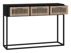 Mesa consola hierro y madera contrachapada negro 105x30x75 cm
