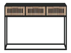 Mesa consola hierro y madera contrachapada negro 105x30x75 cm