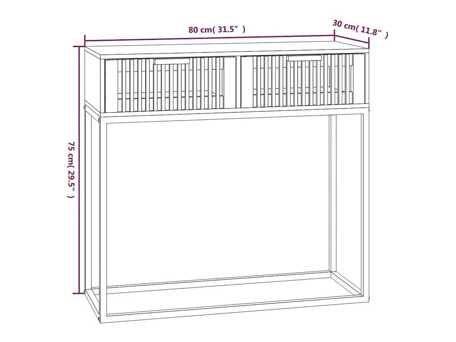Mesa consola hierro y madera contrachapada blanco 80x30x75 cm