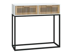 Mesa consola hierro y madera contrachapada blanco 80x30x75 cm
