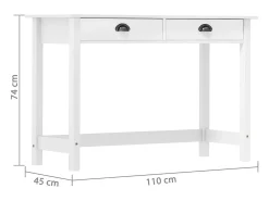 Mesa consola Hill con 2 cajones madera pino 110x45x74 cm