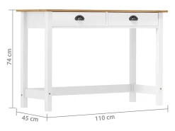 Mesa consola Hill con 2 cajones madera pino 110x45x74 cm