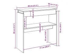 Mesa consola madera contrachapada roble marrón 80x30x80 cm