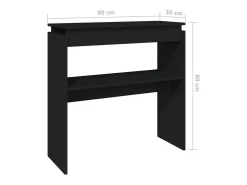 Mesa consola madera contrachapada negro 80x30x80 cm