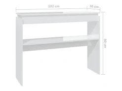 Mesa consola madera contrachapada blanco brillante 102x30x80 cm