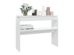 Mesa consola madera contrachapada blanco brillante 102x30x80 cm