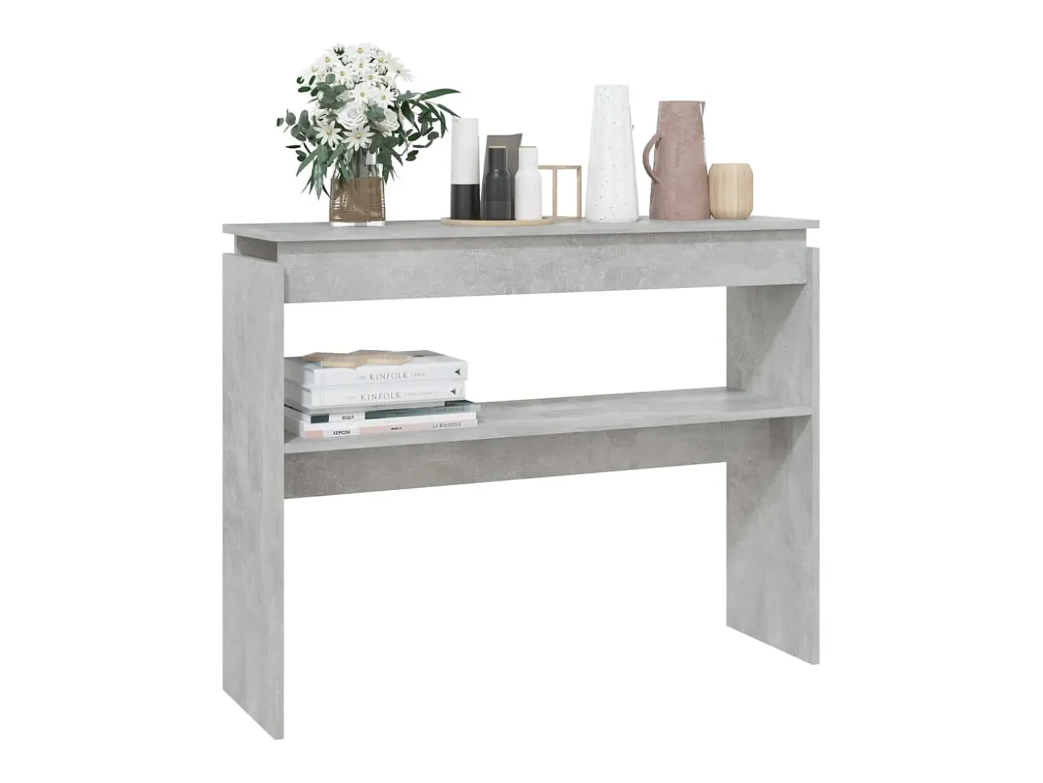 Mesa consola madera contrachapada gris hormigón 102x30x80 cm
