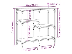 Mesa consola madera de ingeniería roble ahumado 80x29x75 cm