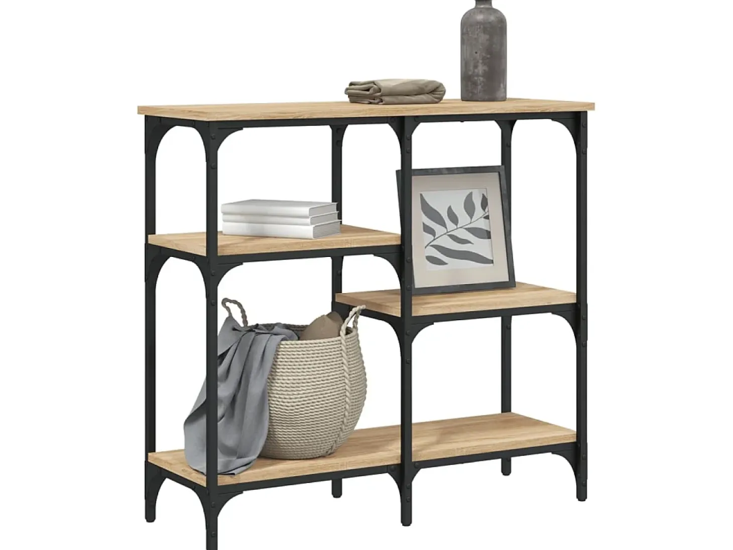 Mesa consola madera de ingeniería roble Sonoma 80x29x75 cm ES714240
