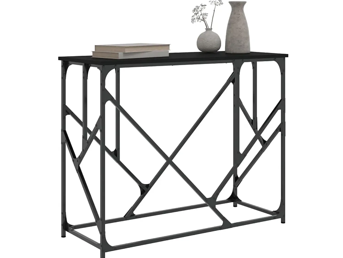 Mesa consola madera de ingeniería negra 100x40x80 cm ES534531