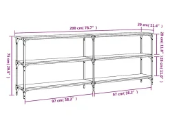 Mesa consola madera de ingeniería gris Sonoma 200x29x75 cm