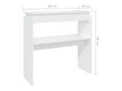 Mesa consola madera de ingeniería blanca 80x30x80 cm
