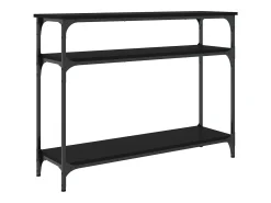 Mesa consola madera de ingeniería negra 100x29x75 cm