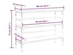 Mesa consola madera de ingeniería negro 100x32x75 cm