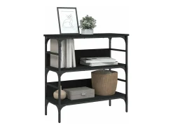 Mesa consola madera de ingeniería negra 75x32x75 cm