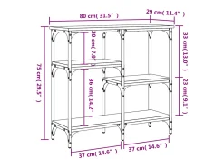 Mesa consola madera de ingeniería marrón roble 80x29x75 cm