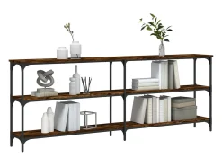 Mesa consola madera de ingeniería roble ahumado 200x29x75 cm
