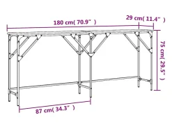 Mesa consola madera de ingeniería roble ahumado 180x29x75 cm