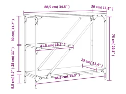 Mesa consola madera de ingeniería roble Sonoma 88,5x30x75 cm