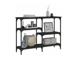 Mesa consola madera de ingeniería negra 102x29x75 cm