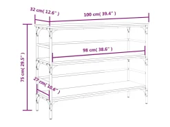 Mesa consola madera de ingeniería marrón roble 100x32x75 cm