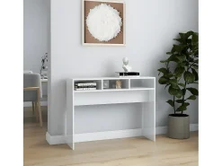 Mesa consola madera de ingeniería blanco brillo 105x30x80 cm ES596325