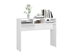 Mesa consola madera de ingeniería blanco brillo 105x30x80 cm ES596325