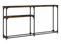 Mesa consola madera de ingeniería roble ahumado 145x22,5x75 cm