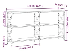 Mesa consola madera de ingeniería roble Sonoma 156x28x80,5 cm