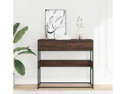 Mesa consola madera de ingeniería marrón roble 90x35x80 cm