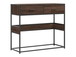 Mesa consola madera de ingeniería marrón roble 90x35x80 cm