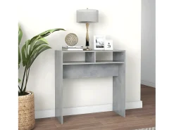 Mesa consola madera de ingeniería gris hormigón 78x30x80 cm ES187644