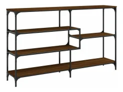 Mesa consola madera de ingeniería marrón roble 160x32x95 cm