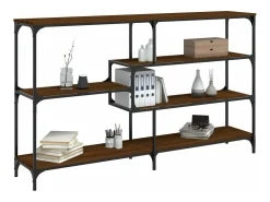 Mesa consola madera de ingeniería marrón roble 160x32x95 cm