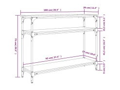Mesa consola madera de ingeniería roble ahumado 100x29x75 cm