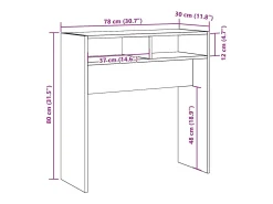Mesa consola madera de ingeniería roble artesanal 78x30x80 cm